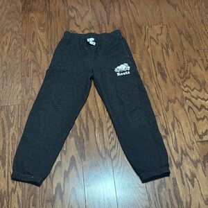 Roots Kids Black Joggers with White Logo
